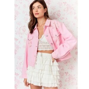 Stylish Pink Women's Jean Jacket
